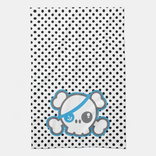 Kawaii Pirate Skull Serviette de cuisine (Vertical)