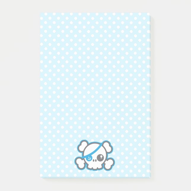 Kawaii Pirate Skull Sticky Note Cards (Front)