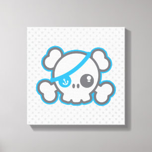Kawaii Pirate Skull Wrapped Canvas