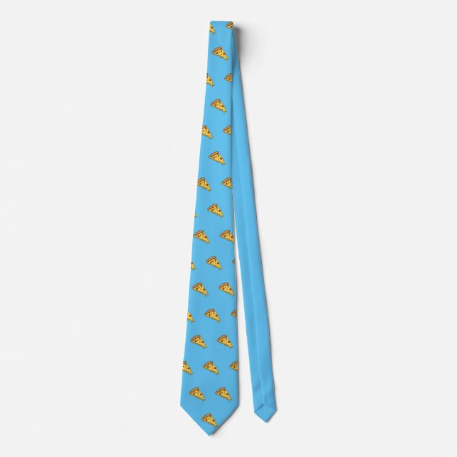 Kawaii Pizza with Face Pattern Tie (Front)