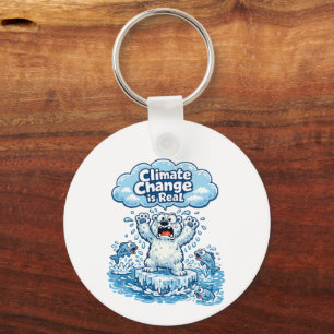 Kawaii Polar Bear Climate Change Is Real Keychain