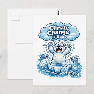Kawaii Polar Bear Climate Change Is Real Postcard