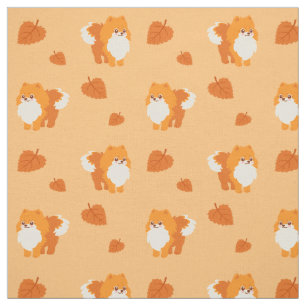 Kawaii Pomeranian Cartoon Dog Fabric