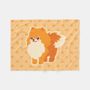 Kawaii Pomeranian Cartoon Dog Fleece Blanket