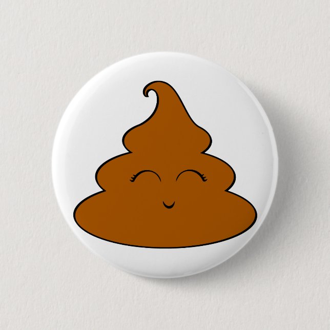 Kawaii Poo Piece of Poop Poopy Crap Cute Poop Pooy 2 Inch Round Button (Front)