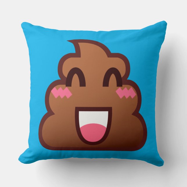 kawaii poop emojis throw pillow (Front)