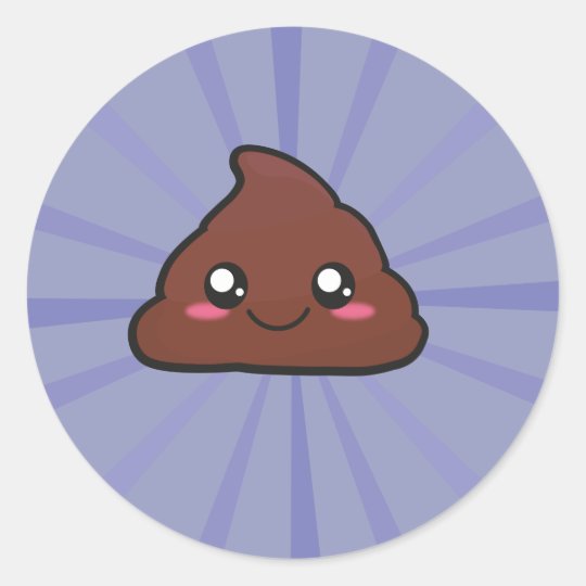 kawaii poop round sticker