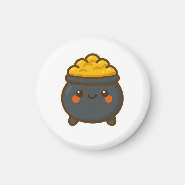 Kawaii Pot of Gold Magnet (Front)