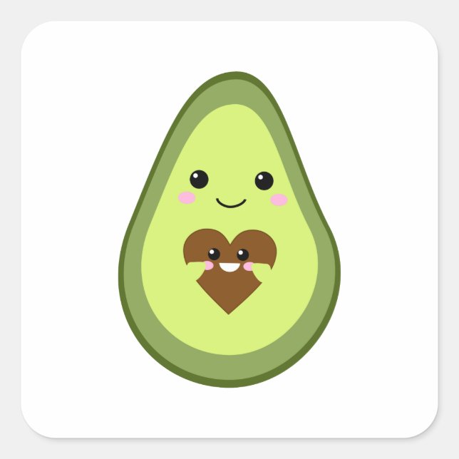 Kawaii Pregnant Avocado Cute Mom Motherhood Baby Square Sticker (Front)