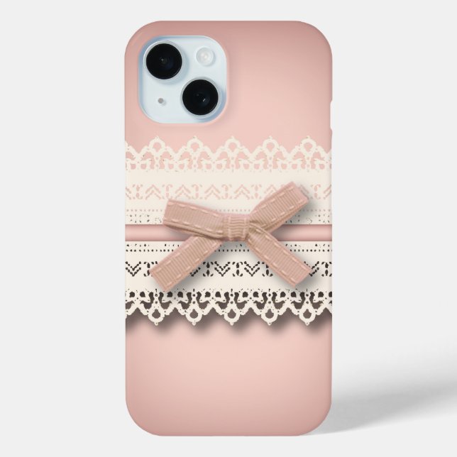 Kawaii princess girly chic white lace pink bow Case-Mate iPhone case (Back)
