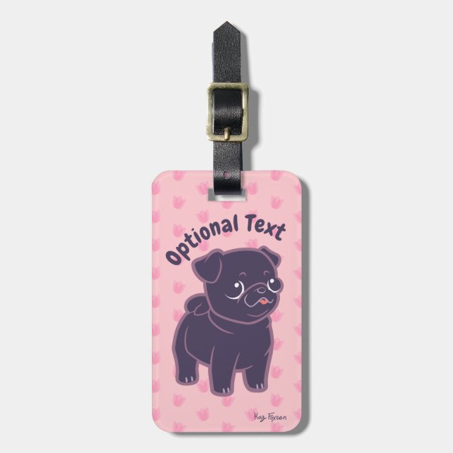 Kawaii Pug Luggage Tag (Front Vertical)