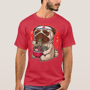 Kawaii Pug Ramen Cute Japanese Manga Anime Dog  T-Shirt