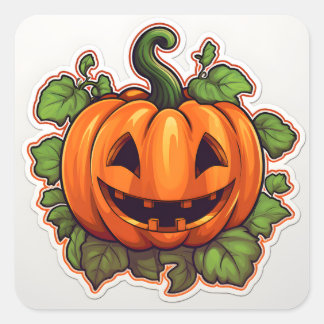 Kawaii Pumpkin 01 Square Sticker