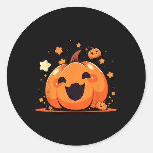 Kawaii Pumpkin Anime Cottagecore Men Kids Women Ha Classic Round Sticker