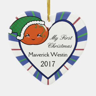 Kawaii Pumpkin Basket (Boy) Christmas 2017 Ceramic Ornament