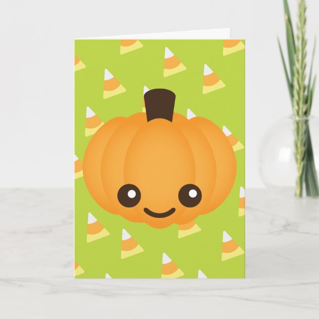 Kawaii Pumpkin Holiday Card (Front)