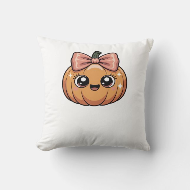 kawaii pumpkin Oversized T-Shirt Throw Pillow (Front)