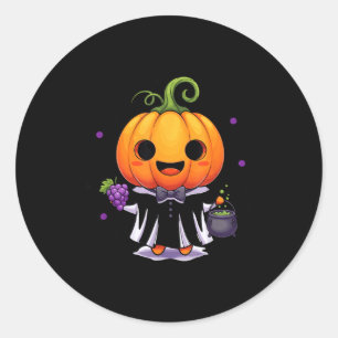 Kawaii pumpkin witch halloween trick or treat classic round sticker