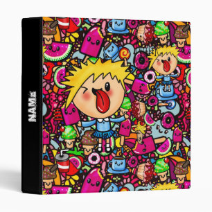 Kawaii Punk Party Doodles Personalized Binder