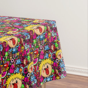Kawaii Punk Party Doodles Personalized Tablecloth