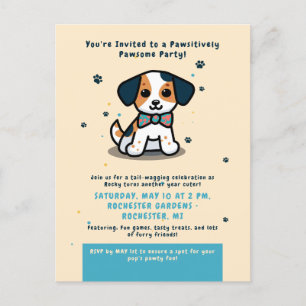 Kawaii puppy anniversaire invitation par carte pos