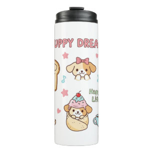 Kawaii Puppy Dream Illustration Cute Cartoon Dog Thermal Tumbler