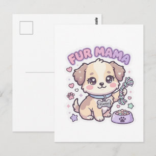 Kawaii Puppy Fur Mama Pastel Dog Sticker Postcard