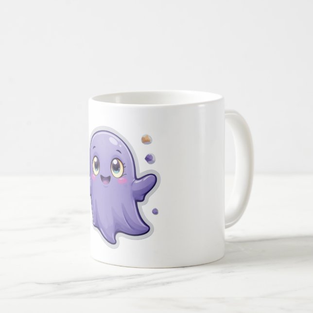 Kawaii Purple Ghost Mug Cute Spooky Halloween Gift (Front Right)