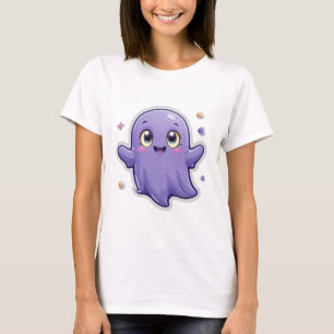 Kawaii Purple Ghost T-Shirt mignon et Éffrayant