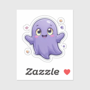 Kawaii Purple Ghost Vinyl Sticker Cute Spooky
