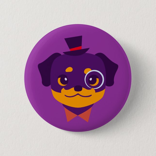 Kawaii Purple Rottweiler Puppy 2 Inch Round Button (Front)