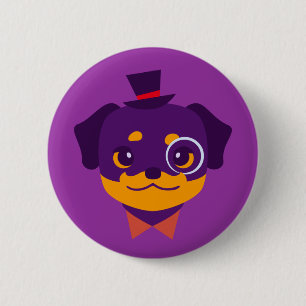 Kawaii Purple Rottweiler Puppy 2 Inch Round Button