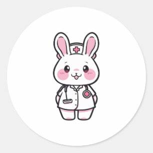 Kawaii Rabbit as a Nurse Classic Round Sticker
