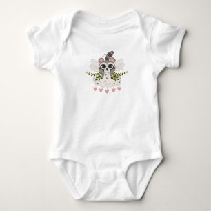 Kawaii Raccoon Girl for Valentine's Day Baby Bodysuit