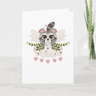 Kawaii Raccoon Girl for Valentine's Day Card