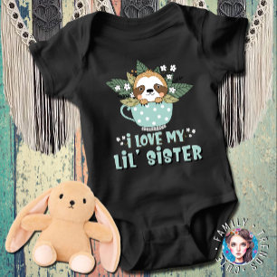 Kawaii Raccoon I Love My Little Sister Baby Bodysuit