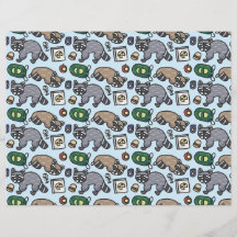 Kawaii Raccoon "Trash Panda" Scrapbook Paper 8x11