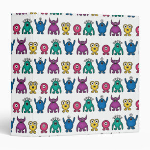 Kawaii Rainbow Alien Monsters Pattern Binder
