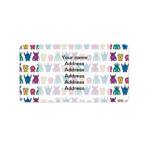 Kawaii Rainbow Alien Monsters Pattern Label