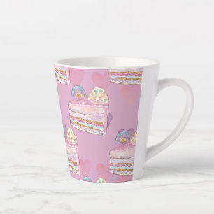 Kawaii Rainbow Cake Pattern – Pastel Purple Latte Mug