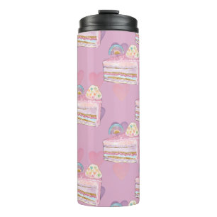 Kawaii Rainbow Cake Pattern – Pastel Purple Thermal Tumbler