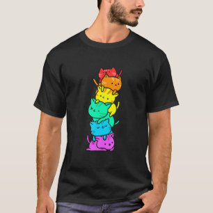 Kawaii Rainbow Cat Rainbow Cat Pile For LGBT T-Shirt
