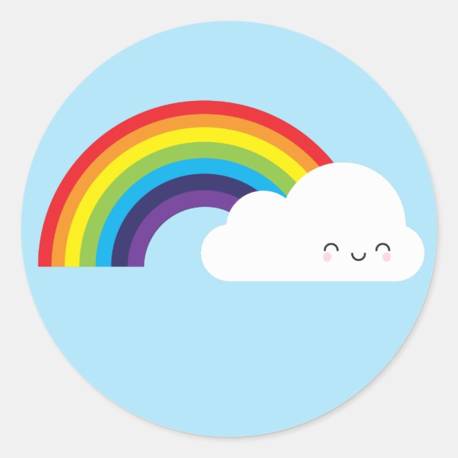 Kawaii Rainbow Classic Round Sticker (Front)