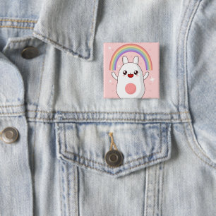Kawaii rainbow clipart 2 inch square button