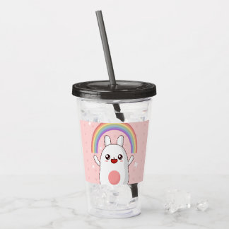 Kawaii rainbow clipart acrylic tumbler