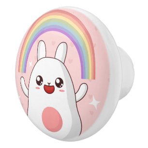 Kawaii rainbow clipart ceramic knob