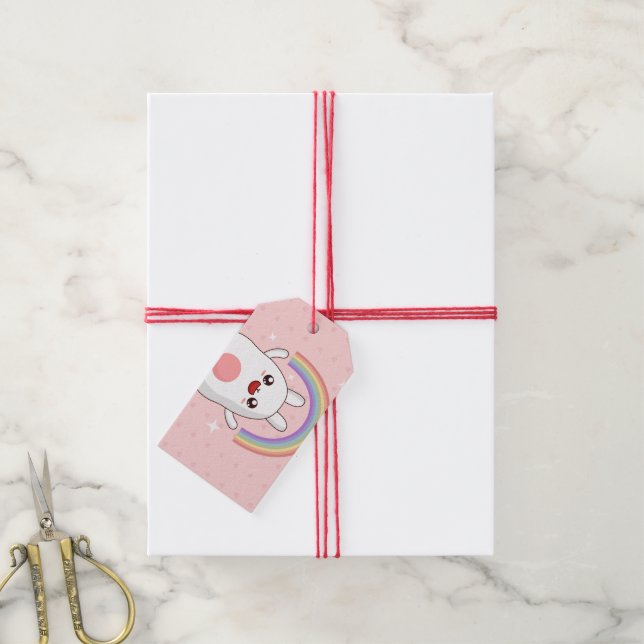 Kawaii rainbow clipart gift tags (With Twine)