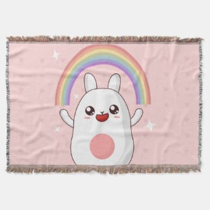 Kawaii rainbow clipart throw blanket