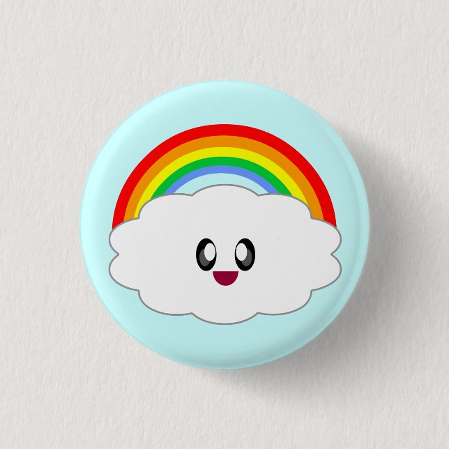 KAWAII RAINBOW CLOUD CUTE OVERLOAD 1 INCH ROUND BUTTON (Front)