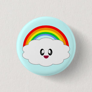 KAWAII RAINBOW CLOUD CUTE OVERLOAD 1 INCH ROUND BUTTON